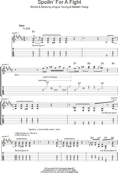 Spoilin' For A Fight - Guitar TAB, New, Main