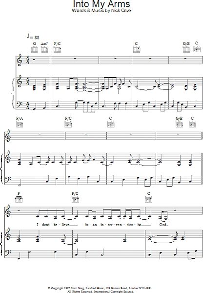 Into My Arms - Piano/Vocal/Guitar, Main