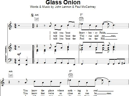 Glass Onion - Piano/Vocal/Guitar, New, Main