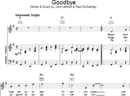 Goodbye - Piano/Vocal/Guitar, New, Main