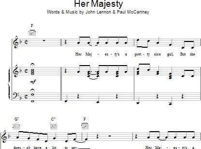 Her Majesty - Piano/Vocal/Guitar, New, Main