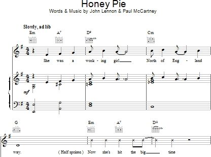 Honey Pie - Piano/Vocal/Guitar, New, Main