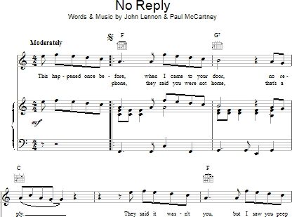 No Reply - Piano/Vocal/Guitar, New, Main