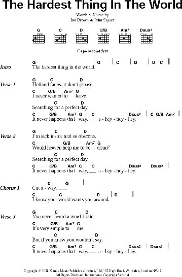 The Hardest Thing In The World - Guitar Chords/Lyrics, New, Main