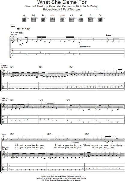 What She Came For - Guitar TAB, New, Main