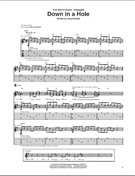 Down In A Hole - Guitar TAB, New, Main