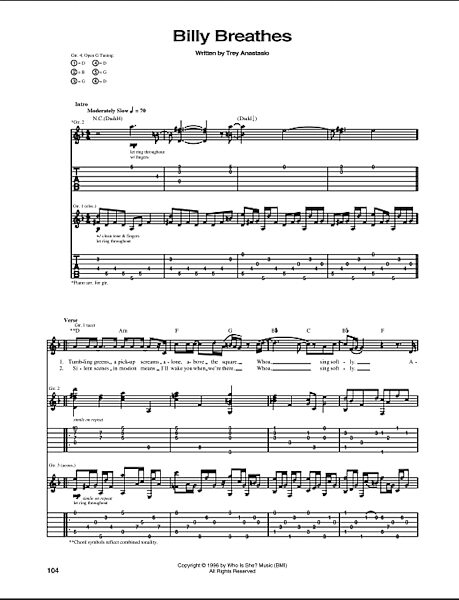Billy Breathes - Guitar TAB, New, Main