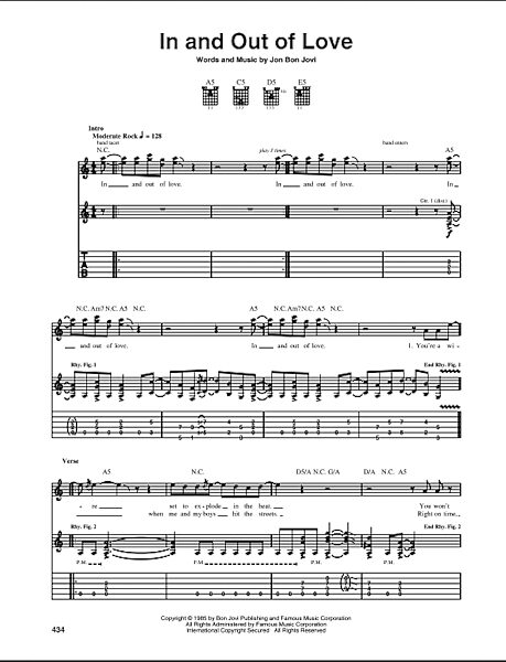 In And Out Of Love - Guitar TAB, New, Main