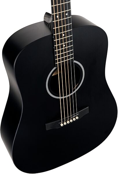 Martin D-X1 Dreadnought Black Acoustic Guitar (with Gig Bag), Black, Angled Front