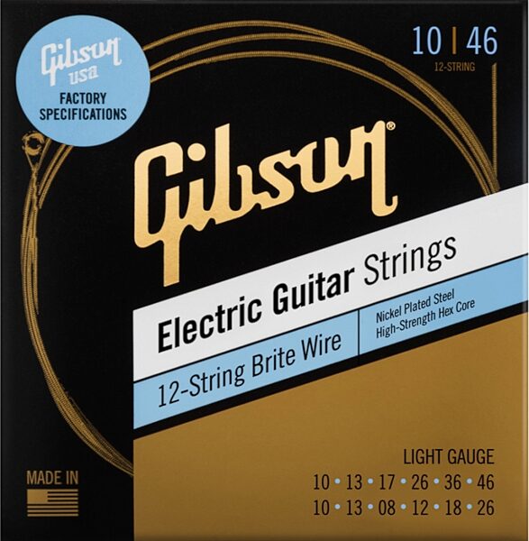 Gibson Brite Wire Electric Guitar Strings, 12-String, Light, Action Position Back