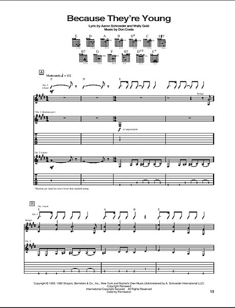 Because They're Young - Guitar TAB, New, Main