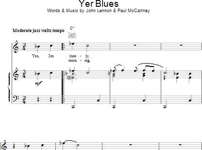 Yer Blues - Piano/Vocal/Guitar, New, Main