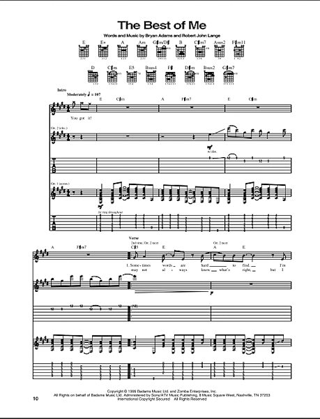 The Best Of Me - Guitar TAB, New, Main