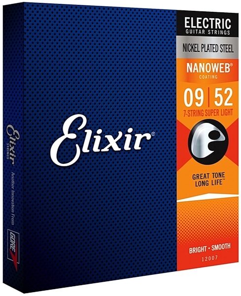 Elixir Nanoweb 7-String Electric Guitar Strings, 9-52, Super Light, View