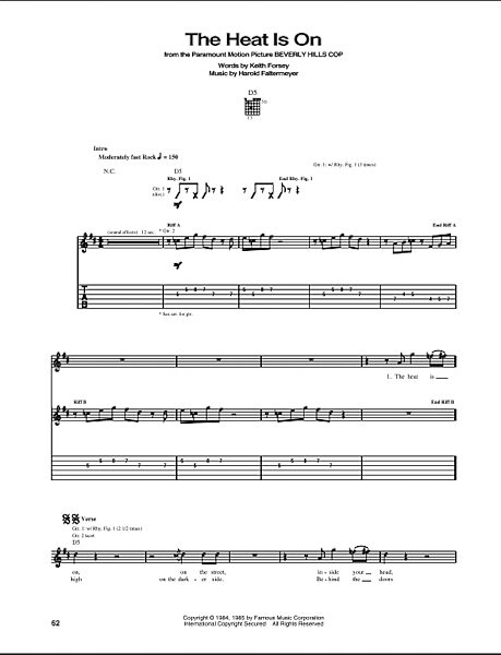 The Heat Is On - Guitar TAB, New, Main