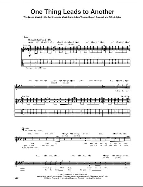 One Thing Leads To Another - Guitar TAB, New, Main