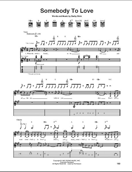 Somebody To Love - Guitar TAB, New, Main