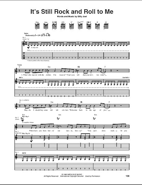 It's Still Rock And Roll To Me - Guitar TAB, New, Main