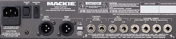 Mackie 1202-VLZ Pro 12-Channel Mixer, Rear Panel