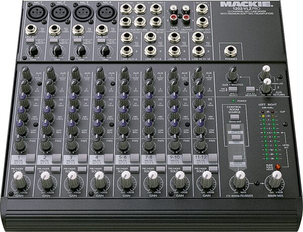 Mackie 1202-VLZ Pro 12-Channel Mixer, Front View