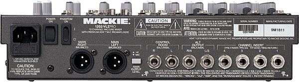 Mackie 1202-VLZ Pro 12-Channel Mixer, Rear