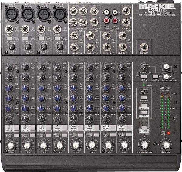 Mackie 1202-VLZ Pro 12-Channel Mixer, Top View