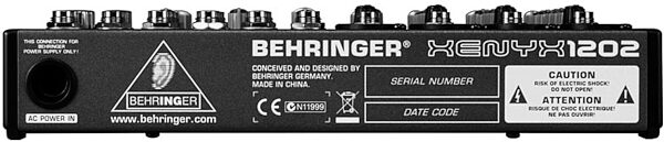 Behringer XENYX 1202 Mixer, Rear