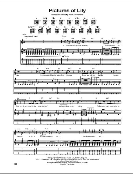 Pictures Of Lily - Guitar TAB, New, Main
