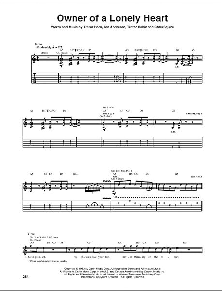 Owner Of A Lonely Heart - Guitar TAB, New, Main