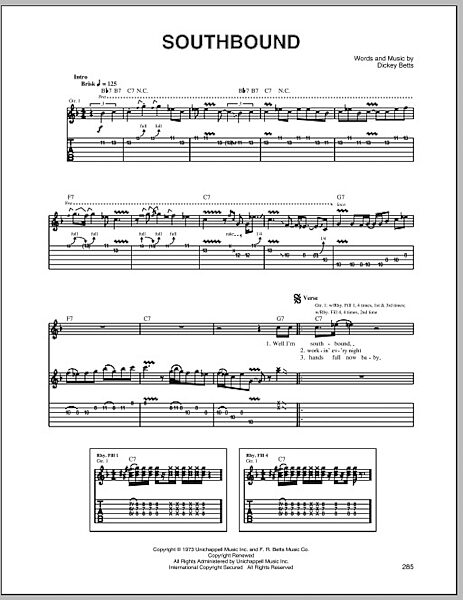 Southbound - Guitar TAB, New, Main
