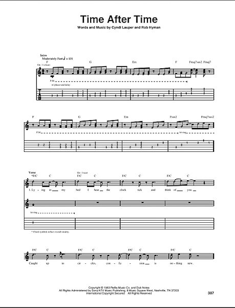 Time After Time - Guitar TAB, New, Main