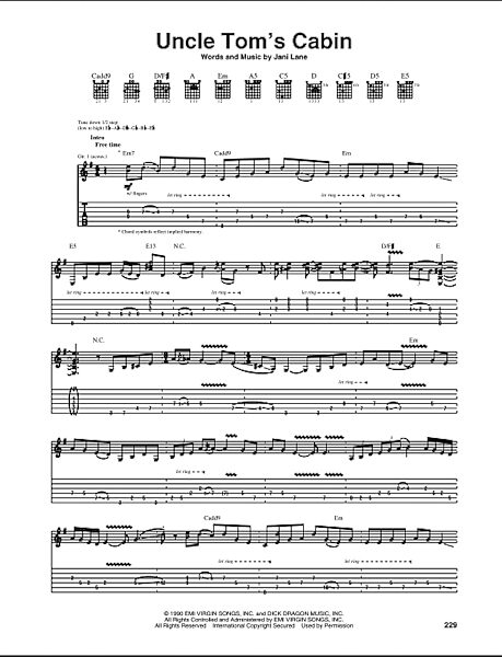 Uncle Tom's Cabin - Guitar TAB, New, Main