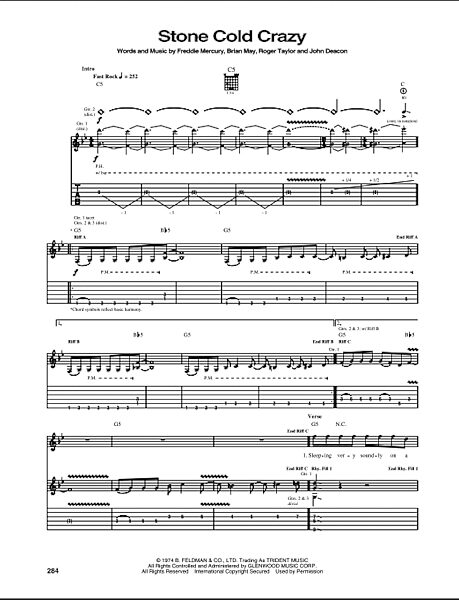 Stone Cold Crazy - Guitar TAB, New, Main