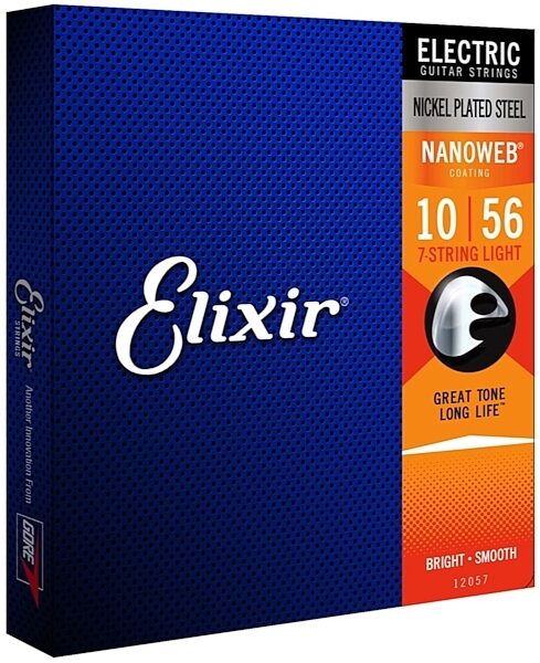 Elixir Nanoweb 7-String Electric Guitar Strings, 10-56, Light, View