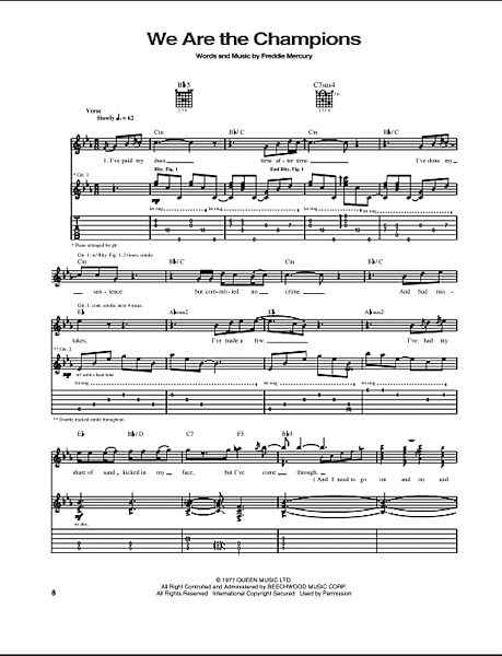 We Are The Champions - Guitar TAB, New, Main