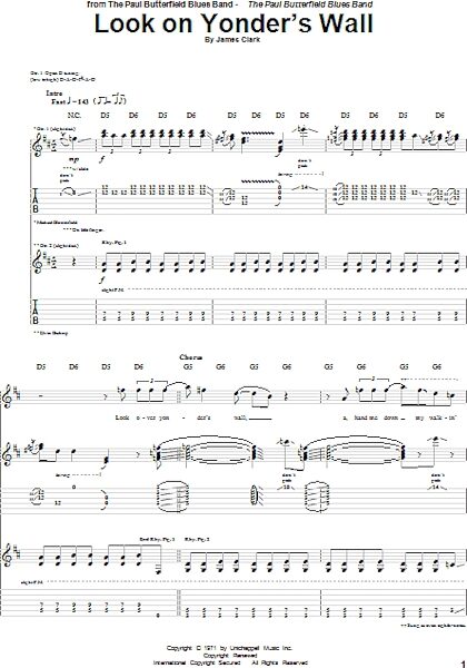 Look On Yonder's Wall - Guitar TAB, New, Main