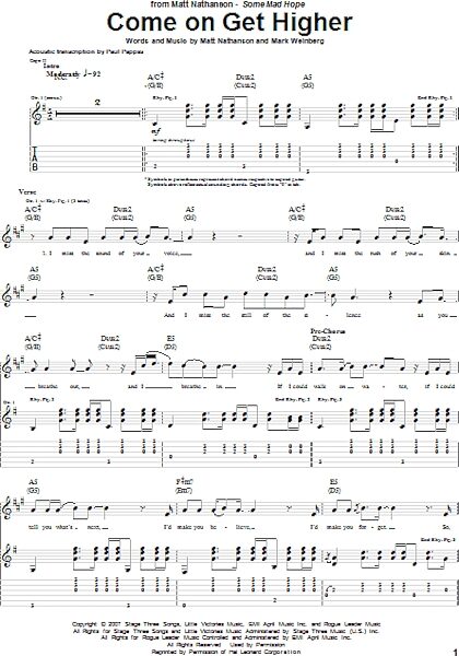 Come On Get Higher - Guitar TAB, New, Main