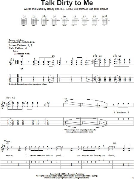 Talk Dirty To Me - Easy Guitar with TAB, New, Main