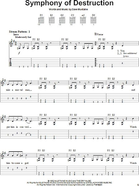 Symphony Of Destruction - Easy Guitar with TAB, New, Main