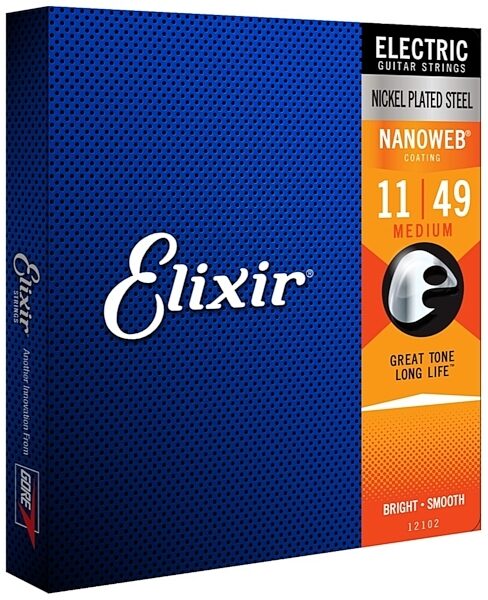 Elixir Nanoweb Electric Guitar Strings, 11-49, 12102, Medium, view