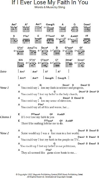 If I Ever Lose My Faith In You - Guitar Chords/Lyrics, New, Main