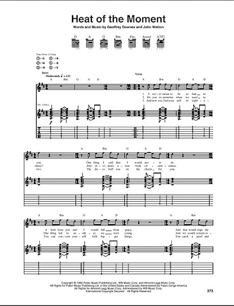 Heat Of The Moment - Guitar TAB, New, Main