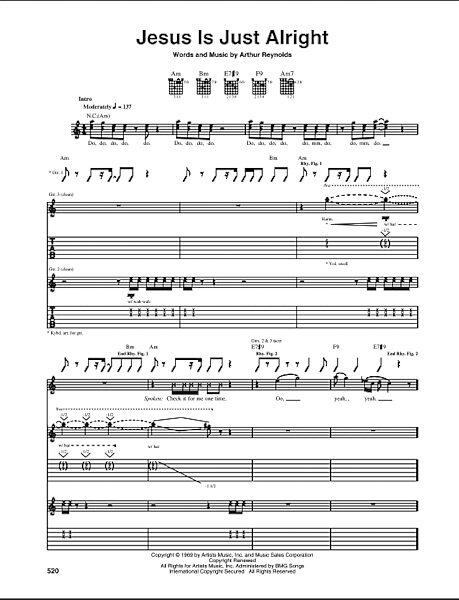 Jesus Is Just Alright - Guitar TAB, New, Main