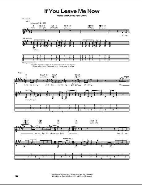 If You Leave Me Now - Guitar TAB, New, Main