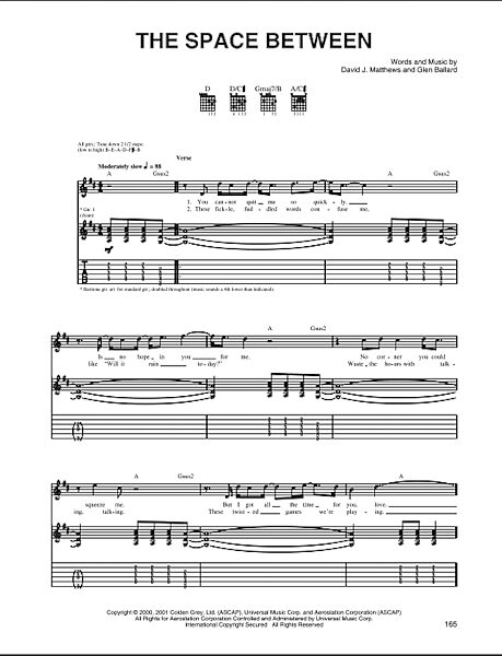 The Space Between - Guitar TAB, New, Main