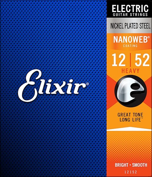 Elixir Nanoweb Electric Guitar Strings, 12-52, 12152, Heavy, Action Position Back