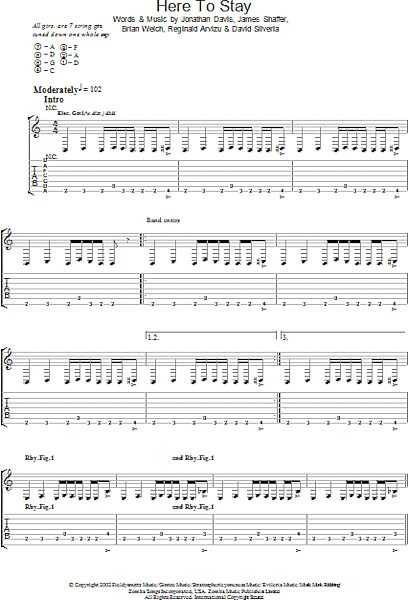 Here To Stay - Guitar TAB, New, Main
