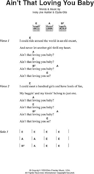 Ain't That Loving You, Baby - Guitar Chords/Lyrics, New, Main