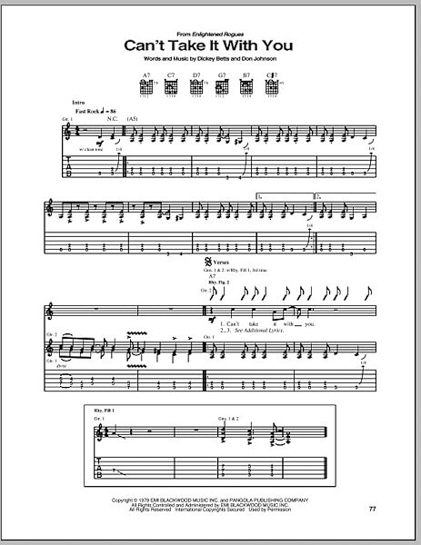 Can't Take It With You - Guitar TAB, New, Main