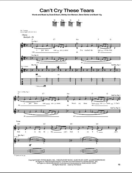 Can't Cry These Tears - Guitar TAB, New, Main